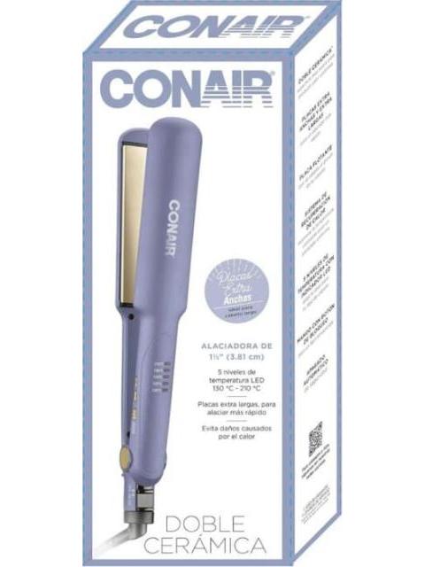 ALACIADORA DE CABELLO DOBLE CERAMICA MORADO CONAIR - Imagen 4