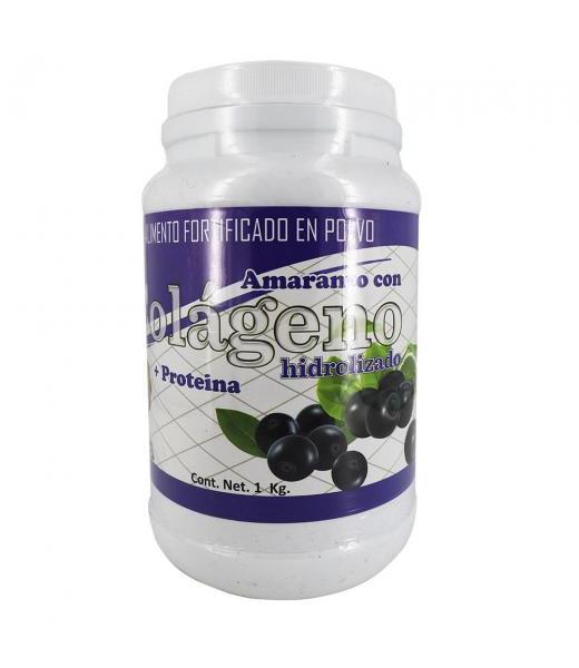 AMARANTO C COLAGENO HIDROL. +PROTEINA SABOR BLUEBERRY 1 KG MIEL SALUD Y VIDA