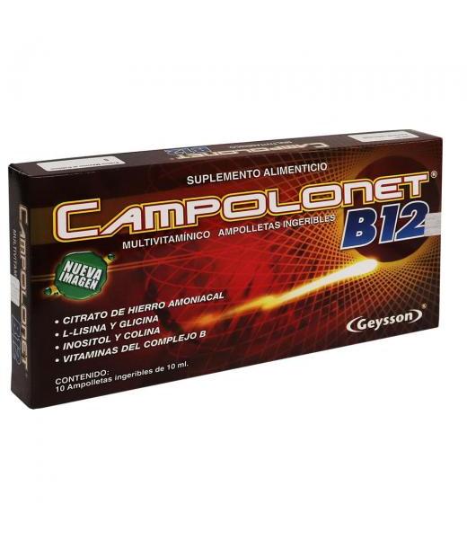 AMP. CAMPOLONET B-12 C 10 CITRATO DE HIERRO AMONIACAL L-LISINA GEYSSON
