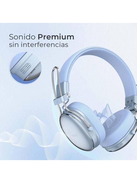 AUDIFONOS INALAMBRICOS BLUETOOTH LUXE CHIC HP710 ACTECK ELITE SERIES DURACION DE BATERIA HASTA 30H COLOR AZUL. AC940917 - Imagen 4