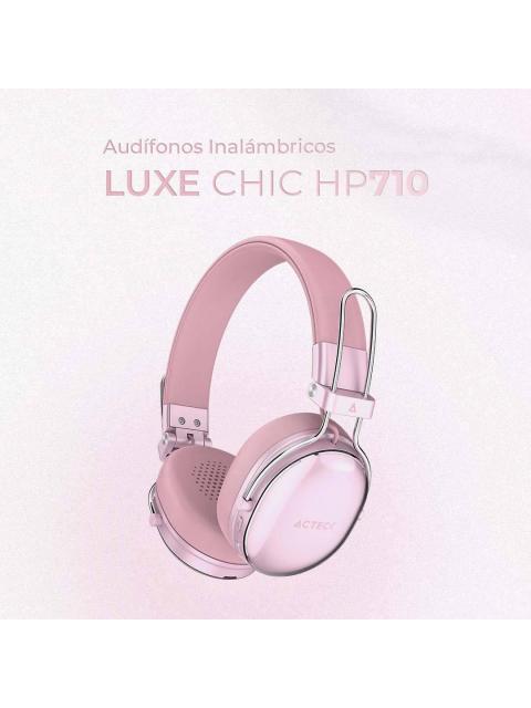 AUDIFONOS INALAMBRICOS BLUETOOTH LUXE CHIC HP710 ACTECK ELITE SERIES DURACION DE BATERIA HASTA 30H COLOR ROSA. AC940900 - Imagen 3