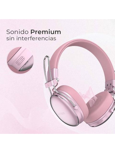 AUDIFONOS INALAMBRICOS BLUETOOTH LUXE CHIC HP710 ACTECK ELITE SERIES DURACION DE BATERIA HASTA 30H COLOR ROSA. AC940900 - Imagen 4