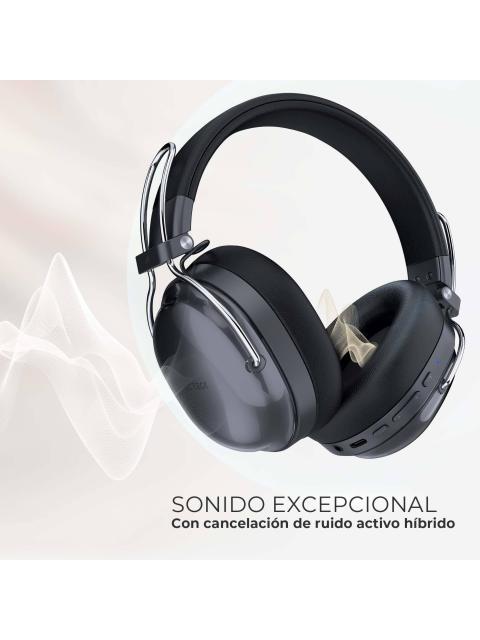 AUDIFONOS INALAMBRICOS BLUETOOTH LUXE PURE HP730 ACTECK ELITE SERIES CANCELACION DE RUIDO ACTIVO HIBRIDO COLOR NEGRO. AC940870 - Imagen 4