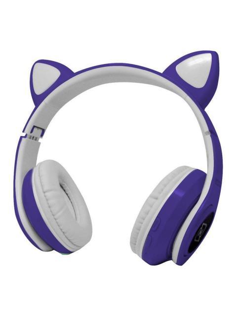 AUDIFONOS ONEAR BLUETOOTH NBH07 CON OREJAS LUZ RGB RADIO FM MICRO SD 3.5MML MANOS LIBRES MORADO - Imagen 3