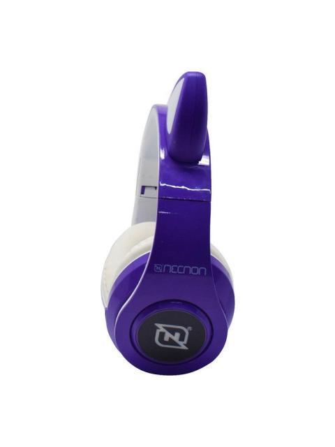 AUDIFONOS ONEAR BLUETOOTH NBH07 CON OREJAS LUZ RGB RADIO FM MICRO SD 3.5MML MANOS LIBRES MORADO - Imagen 4