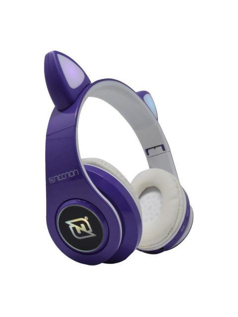 AUDIFONOS ONEAR BLUETOOTH NBH07 CON OREJAS LUZ RGB RADIO FM MICRO SD 3.5MML MANOS LIBRES MORADO - Imagen 5
