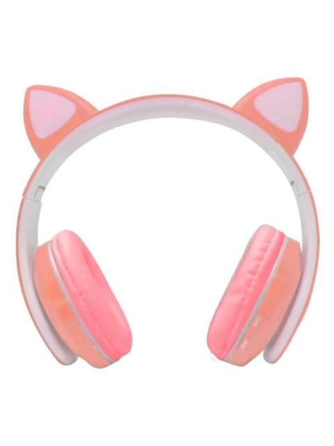 AUDIFONOS ONEAR BLUETOOTH NBH07 CON OREJAS LUZ RGB RADIO FM MICRO SD 3.5MML MANOS LIBRES ROSA - Imagen 2