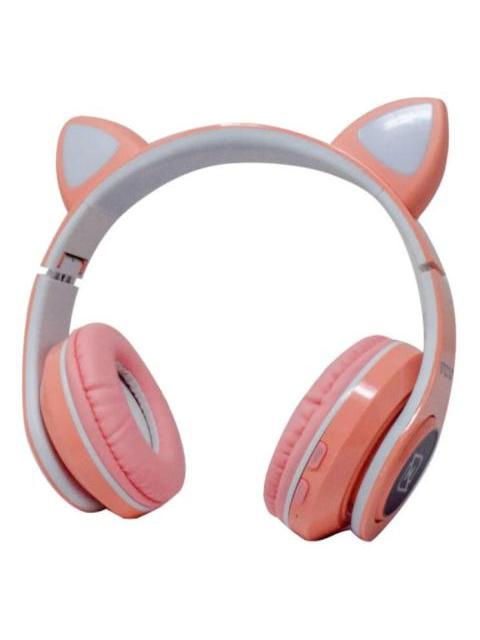 AUDIFONOS ONEAR BLUETOOTH NBH07 CON OREJAS LUZ RGB RADIO FM MICRO SD 3.5MML MANOS LIBRES ROSA - Imagen 3
