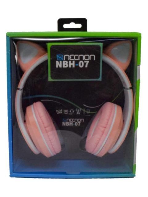 AUDIFONOS ONEAR BLUETOOTH NBH07 CON OREJAS LUZ RGB RADIO FM MICRO SD 3.5MML MANOS LIBRES ROSA - Imagen 8