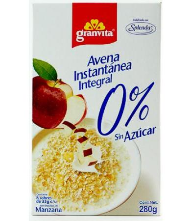 AVENA INSTANTANEA 0 AZUCAR MANZANA 280 G GRANVITA