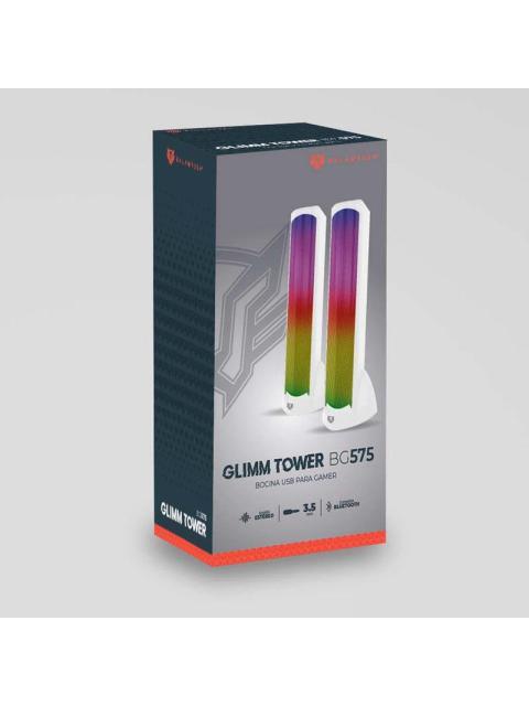 BALAM RUSH BOCINA GAMER PARA COMPUTADORA GLIMM TOWER BG575 BLUETOOTH ALAMBRICO-INALAMBRICO 2.0 10W RMS BLANCO - 2 PIEZAS - Imagen 3