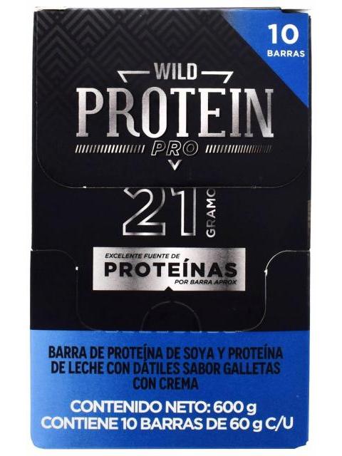 BARRA DE PROTEINA DE SOYA Y LECHE GALLETAS CON CREMA 60 G WILD PR P 10