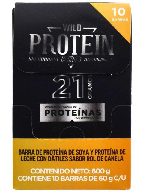 BARRA DE PROTEINA DE SOYA Y LECHE ROL DE CANELA 60 G WILD PROTEIN P 10