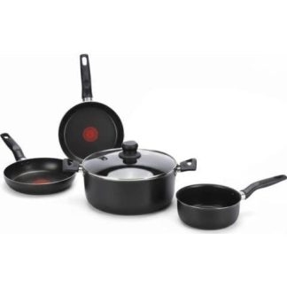 BATERIA DE COCINA 5 PZAS ANTIADHERENTE NEGRO T-FAL