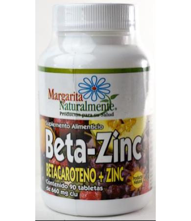 BETA ZINC BETACAROTENO 90 TAB MARGARITA NATURAL