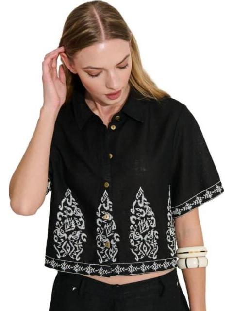 BLUSA CON BORDADO NEGRO HOLLY LAND - Imagen 4