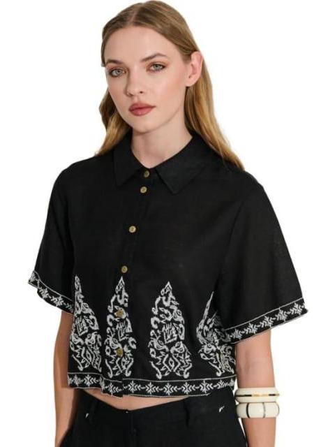 BLUSA CON BORDADO NEGRO HOLLY LAND - Imagen 5