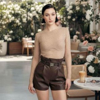 BLUSA CON PEDRERIA DORADO HOLLY LAND