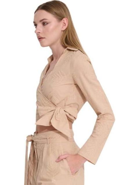 BLUSA CORTA BORDADA CAMEL HOLLY LAND - Imagen 4