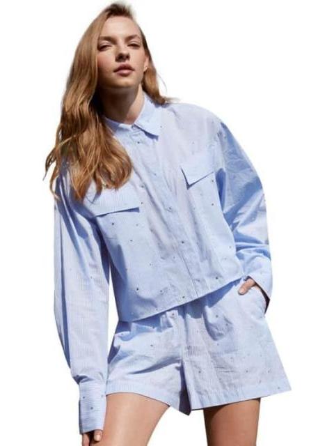 BLUSA CROP TOP CON PEDRERIA AZUL HOLLY LAND - Imagen 6