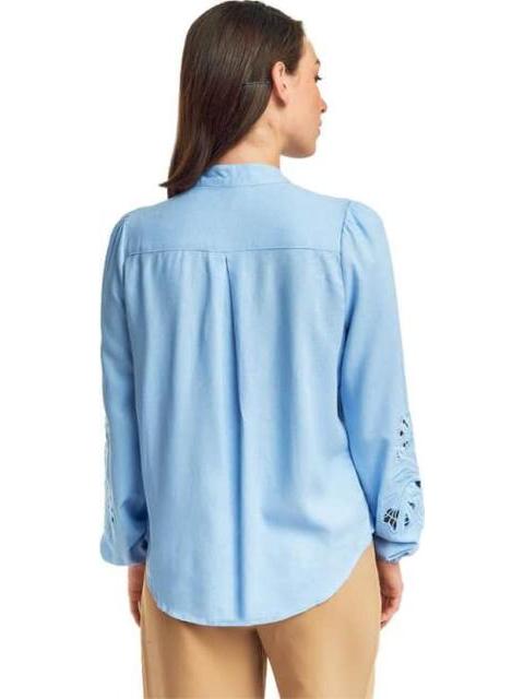 CAMISA BORDADA AZUL HOLLY LAND - Imagen 4