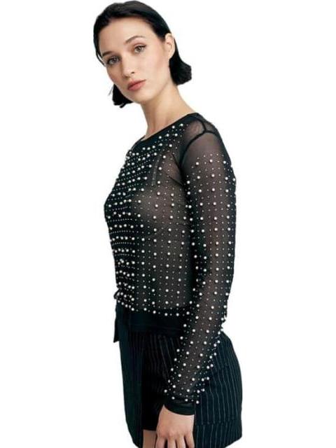 BLUSA MESH PERLAS NEGRO HOLLY LAND - Imagen 2