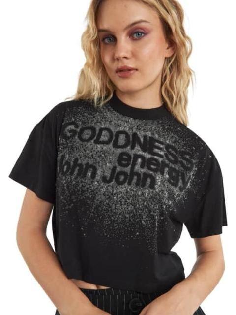 PLAYERA CROP NEGRO SANTA LOLA - Imagen 4