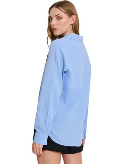 BLUSA DE LINO AZUL HOLLY LAND - Imagen 5