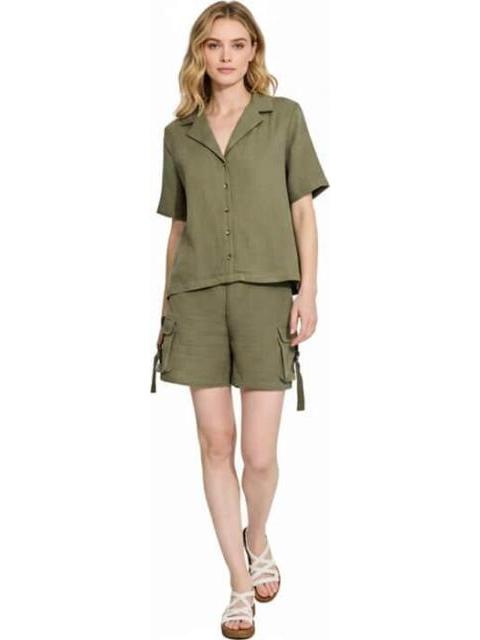 BLUSA DE LINO VERDE OLIVO HOLLY LAND