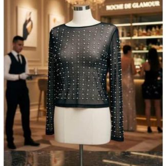 BLUSA MESH PERLAS NEGRO HOLLY LAND