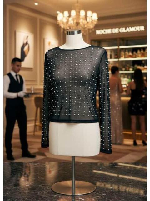 BLUSA MESH PERLAS NEGRO HOLLY LAND