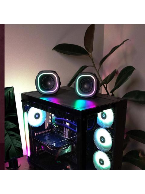 BOCINAS 2.0 GAMER GLIMM QUAD BG555 BALAM RUSH CONEXION BLUETOOTH-AUXILIAR CONTROLADOR TOUCH ILUMINACION LED 3 MODOS 10W RMS. SONIDO ESTEREO ALIMENTACIO - Imagen 5
