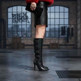 BOTA ALTA CON HEBILLAS NEGRO THALIA SODI