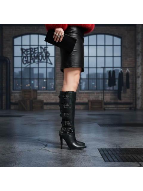BOTA ALTA CON HEBILLAS NEGRO THALIA SODI