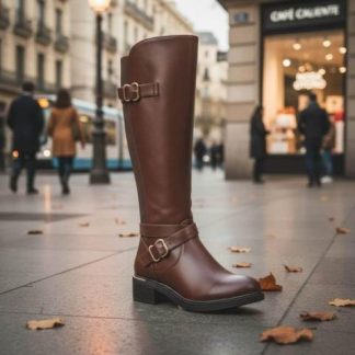 BOTA ALTA HEBILLA METALICA CAFE TIERRA BENDITA