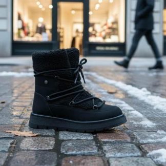BOTA BORREGA CON CORDONES NEGRO BELINDA PEREGRIN