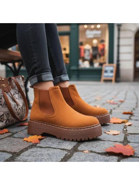 BOTA CHELSEA CON PLATAFORMA CAMEL GOODYEAR