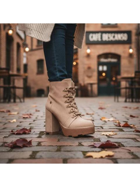 BOTA GAMUZA PLATAFORMA TRACK TAUPE BELINDA PEREGRIN