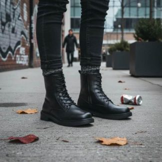 BOTA MILITAR CON AGUJETA NEGRO TIERRA BENDITA