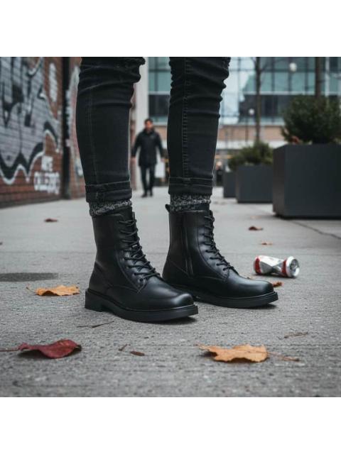 BOTA MILITAR CON AGUJETA NEGRO TIERRA BENDITA