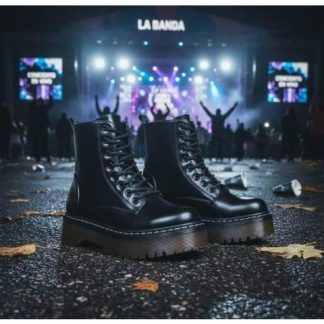 BOTA MILITAR CON PLATAFORMA NEGRO GOODYEAR