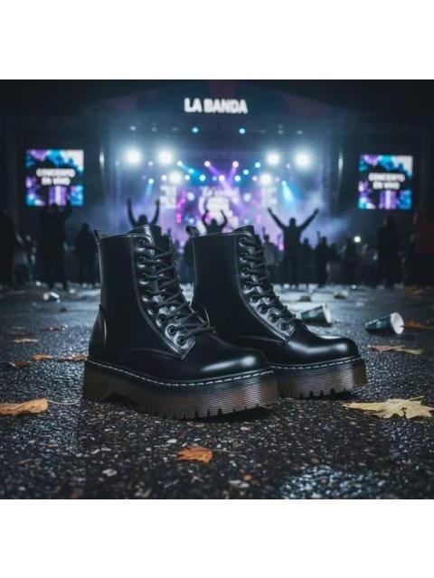 BOTA MILITAR CON PLATAFORMA NEGRO GOODYEAR