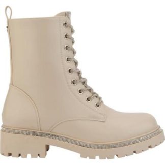 BOTA MILITAR CORDONES PEDRERIA BEIGE/HUESO BELINDA PEREGRIN