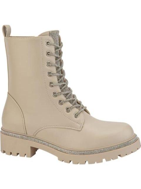 BOTA MILITAR CORDONES PEDRERIA BEIGE/HUESO BELINDA PEREGRIN - Imagen 2
