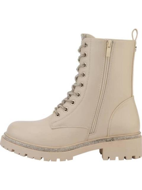 BOTA MILITAR CORDONES PEDRERIA BEIGE/HUESO BELINDA PEREGRIN - Imagen 3