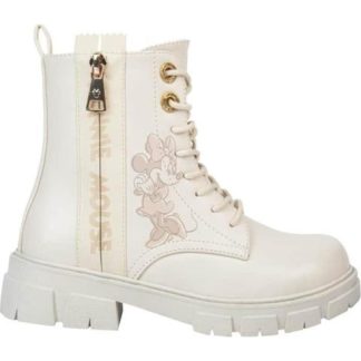 BOTA MILITAR PU FRASE LATERAL MOÑO BEIGE/HUESO MINNIE