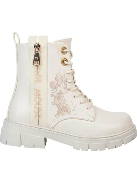 BOTA MILITAR PU FRASE LATERAL MOÑO BEIGE/HUESO MINNIE