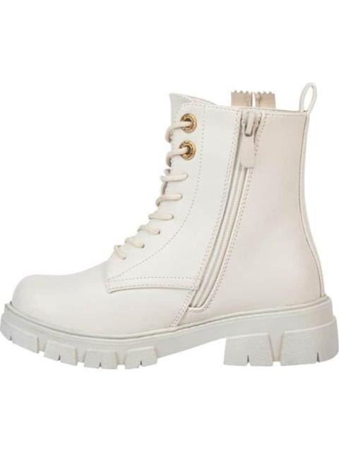BOTA MILITAR PU FRASE LATERAL MOÑO BEIGE/HUESO MINNIE - Imagen 5