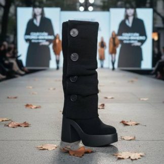 BOTA TEJIDA CON BOTONES NEGRO SAO PAULO