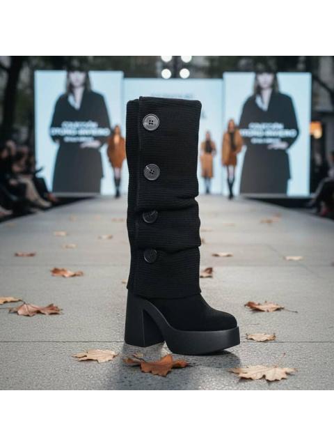 BOTA TEJIDA CON BOTONES NEGRO SAO PAULO